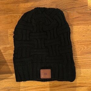 Black Knit Beanie with Logo Patch